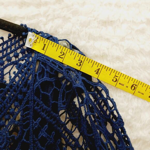 Tunic Top Size 3X Crochet Navy Unconventional Lace Lagenlook Luxury Old Money - Picture 5 of 14